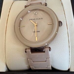 Anne Klein Beige Watch with Diamond